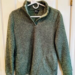 Eddie Bauer Women's Heathered Green 4 Button Sweater